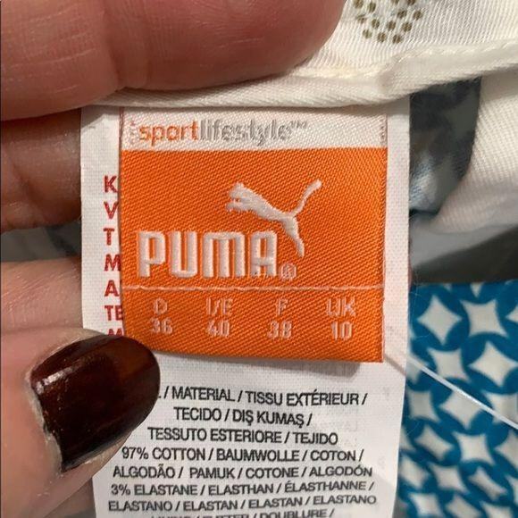 Puma Womens Bermuda Golf Shorts Turkish Tile Print Sporty Teal White Medium - Picture 13 of 16